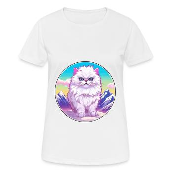 Chat persan coloré dessin animé aquarelle illustrati - T-shirt respirant Femme - blanc - Devant - AI Model Female 172 dark (172cm)
