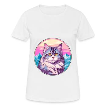 Chat sibérien coloré dessin animé aquarelle Illustrat - T-shirt respirant Femme - blanc - Devant - AI Model Female 172 dark (172cm)