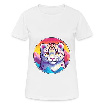 Léopard des neiges chat coloré dessin animé aquarelle illus - T-shirt respirant Femme - blanc - Devant - AI Model Female 172 dark (172cm)
