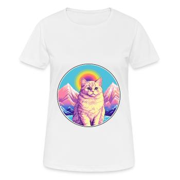 Chat droit écossais coloré dessin animé aquarelle - T-shirt respirant Femme - blanc - Devant - AI Model Female 172 dark (172cm)