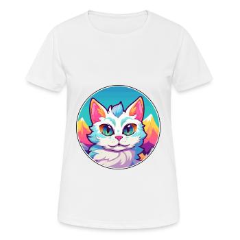 Illustration aquarelle de dessin animé coloré de chat thaïlandais - T-shirt respirant Femme - blanc - Devant - AI Model Female 172 dark (172cm)