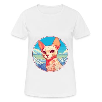 Rote Devon Rex Katze Bunte Karikatur Aquarell Illu - Frauen T-Shirt atmungsaktiv - Weiß - Vorne - AI Model Female 172 dark (172cm)