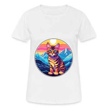 Toyger Cat Colorful Cartoon Watercolor Illustratio - Women's Breathable T-Shirt - white - Front - AI Model Female 172 dark (172cm)