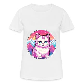 Munchkin Katze bunte Karikatur Aquarell illustriert - Frauen T-Shirt atmungsaktiv - Weiß - Vorne - AI Model Female 172 dark (172cm)