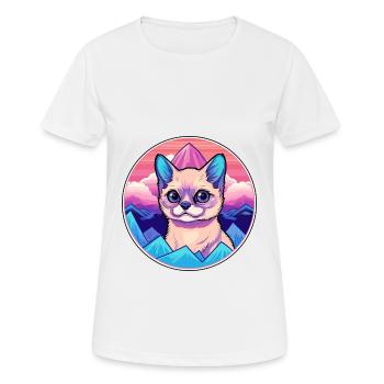 Chat Siamois Coloré Dessin Animé Aquarelle Illustrati - T-shirt respirant Femme - blanc - Devant - AI Model Female 172 dark (172cm)