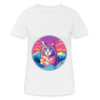 Selkirk Rex Katze Bunte Karikatur Aquarell Illust - Frauen T-Shirt atmungsaktiv - Weiß - Vorne - AI Model Female 172 dark (172cm)