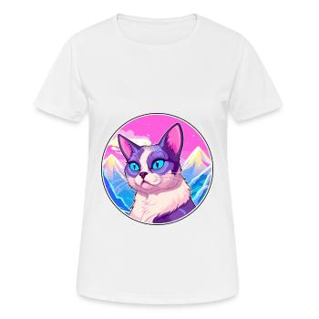 Schneeschuhkatze Bunte Karikatur Aquarell illustriert - Frauen T-Shirt atmungsaktiv - Weiß - Vorne - AI Model Female 172 dark (172cm)