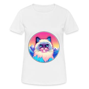 Ragdoll Katze Bunte Karikatur Aquarell Illustrati - Frauen T-Shirt atmungsaktiv - Weiß - Vorne - AI Model Female 172 dark (172cm)