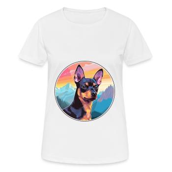 Miniatur Pinscher Hunderasse Cartoon Kawaii Waterc - Frauen T-Shirt atmungsaktiv - Weiß - Vorne - AI Model Female 172 dark (172cm)