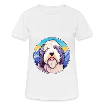 Old English Sheepdog Dog Breed Cartoon Kawaii Wate - Women's Breathable T-Shirt - white - Front - AI Model Female 172 dark (172cm)