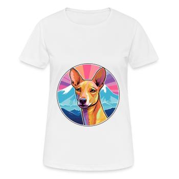 Podenco Canario race de chien dessin animé kawaii watercolo - T-shirt respirant Femme - blanc - Devant - AI Model Female 172 dark (172cm)