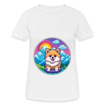 Pomeranian Spitz Hunderasse Cartoon Kawaii Watercol - Frauen T-Shirt atmungsaktiv - Weiß - Vorne - AI Model Female 172 dark (172cm)