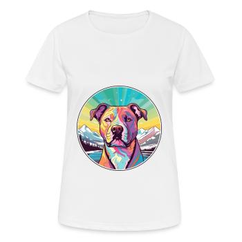 Pitbull Dog Breed Cartoon Kawaii Watercolor - Women's Breathable T-Shirt - white - Front - AI Model Female 172 dark (172cm)