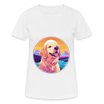 Retriever Plat Enduit Chien Race Cartoon Kawaii Wat - T-shirt respirant Femme - blanc - Devant - AI Model Female 172 dark (172cm)