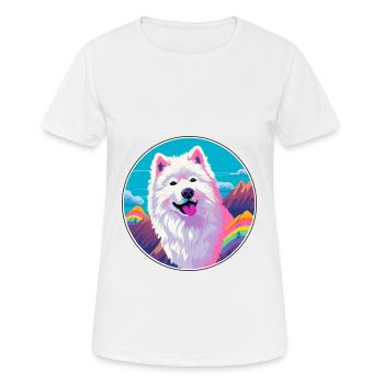 Samoyed Dog Breed Cartoon Kawaii Watercolor - Women's Breathable T-Shirt - white - Front - AI Model Female 172 dark (172cm)