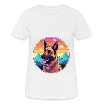 Malinois Berger Belge Race Cartoon Kawaii - T-shirt respirant Femme - blanc - Devant - AI Model Female 172 dark (172cm)