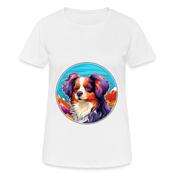 Papillon chien race dessin animé kawaii aquarelle - T-shirt respirant Femme - blanc - Devant - AI Model Female 172 dark (172cm)