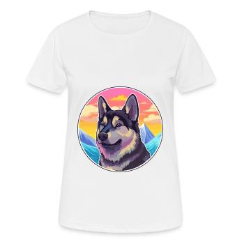 Chien d’élan norvégien race de chien dessin animé kawaii waterc - T-shirt respirant Femme - blanc - Devant - AI Model Female 172 dark (172cm)