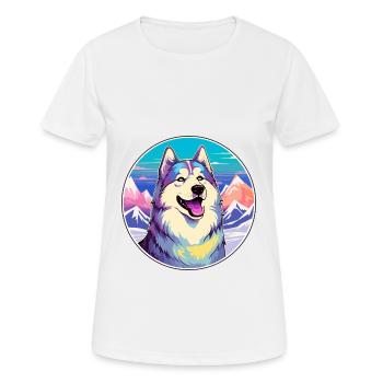 Malamute Alaska Hunderasse Cartoon Kawaii Watercol - Frauen T-Shirt atmungsaktiv - Weiß - Vorne - AI Model Female 172 dark (172cm)