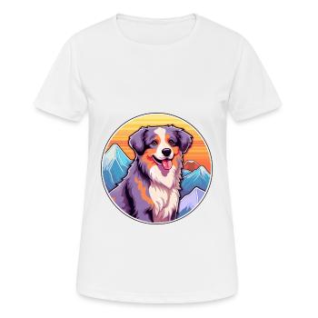 Miniature Australian Shepherd Dog Breed Cartoon Ka - Women's Breathable T-Shirt - white - Front - AI Model Female 172 dark (172cm)