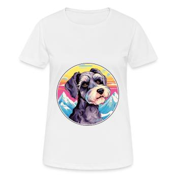 Miniature Schnauzer chien race dessin animé Kawaii eau - T-shirt respirant Femme - blanc - Devant - AI Model Female 172 dark (172cm)