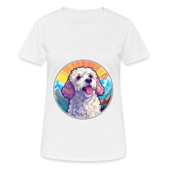 Caniche chien race dessin animé Kawaii aquarelle - T-shirt respirant Femme - blanc - Devant - AI Model Female 172 dark (172cm)