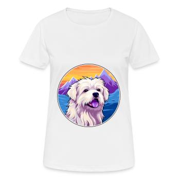 Berger des Pyrénées race de chien Cartoon Kawaii Waterco - T-shirt respirant Femme - blanc - Devant - AI Model Female 172 dark (172cm)