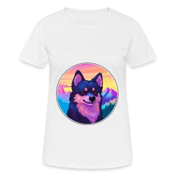 Schipperke chien race dessin animé Kawaii aquarelle - T-shirt respirant Femme - blanc - Devant - AI Model Female 172 dark (172cm)