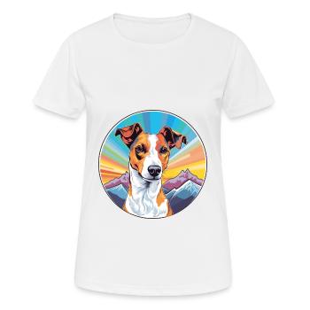 Glatter Foxterrier Hunderasse Cartoon Kawaii Waterc - Frauen T-Shirt atmungsaktiv - Weiß - Vorne - AI Model Female 172 dark (172cm)