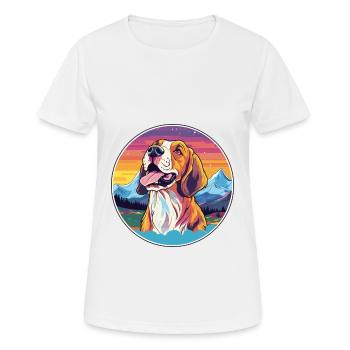 Smalandsstovare Smaland Hound Chien Race Cartoon Ka - T-shirt respirant Femme - blanc - Devant - AI Model Female 172 dark (172cm)