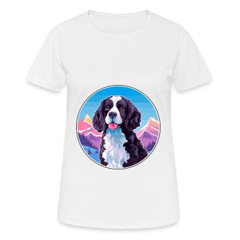 Stabyhoun Stabij Dog Breed Cartoon Kawaii Watercol - Women's Breathable T-Shirt - white - Front - AI Model Female 172 dark (172cm)