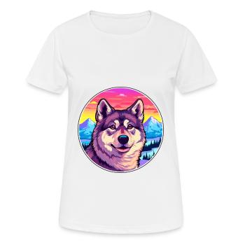 Swedish Elkhound Dog Breed Cartoon Kawaii Watercol - Women's Breathable T-Shirt - white - Front - AI Model Female 172 dark (172cm)