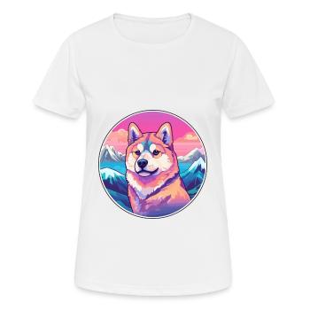 Shikoku Dog Breed Cartoon Kawaii Watercolor - Women's Breathable T-Shirt - white - Front - AI Model Female 172 dark (172cm)