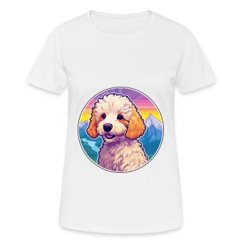 Toy Poodle Dog Breed Cartoon Kawaii Watercolor - Women's Breathable T-Shirt - white - Front - AI Model Female 172 dark (172cm)