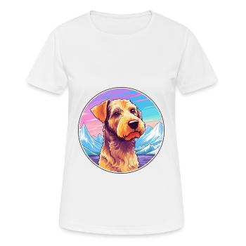 Welsh Terrier chien race dessin animé Kawaii aquarelle - T-shirt respirant Femme - blanc - Devant - AI Model Female 172 dark (172cm)