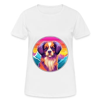 Épagneul tibétain chien race dessin animé Kawaii Watercolo - T-shirt respirant Femme - blanc - Devant - AI Model Female 172 dark (172cm)