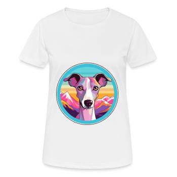 Whippet chien race dessin animé Kawaii aquarelle - T-shirt respirant Femme - blanc - Devant - AI Model Female 172 dark (172cm)