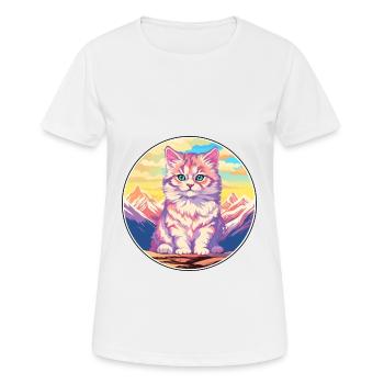 American Curl Cat Colorful Cartoon Watercolor Illu - Women's Breathable T-Shirt - white - Front - AI Model Female 172 dark (172cm)