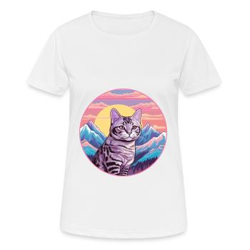 Chat Brésilien À Poil Court Coloré Dessin Animé Watercolo - T-shirt respirant Femme - blanc - Devant - AI Model Female 172 dark (172cm)