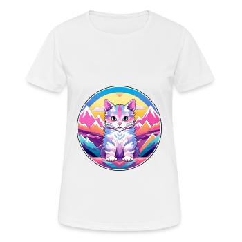Asian Cat Colorful Cartoon Watercolor Illustration - Women's Breathable T-Shirt - white - Front - AI Model Female 172 dark (172cm)