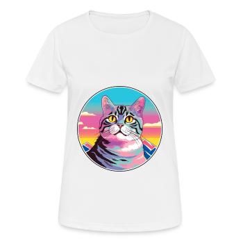 American Wirehair Cat Colorful Cartoon Watercolor - Women's Breathable T-Shirt - white - Front - AI Model Female 172 dark (172cm)