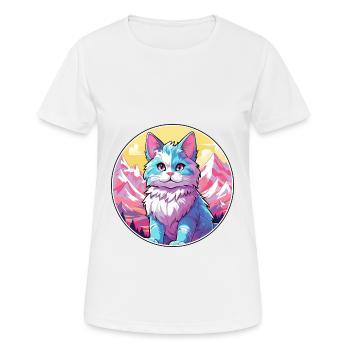 Américain Bobtail chat coloré dessin animé aquarelle I - T-shirt respirant Femme - blanc - Devant - AI Model Female 172 dark (172cm)
