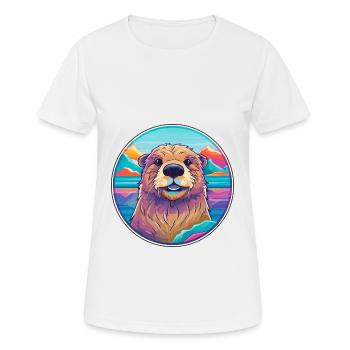 Biber Aquarell Karikatur Kawaii Haustier Tier Farbe - Frauen T-Shirt atmungsaktiv - Weiß - Vorne - AI Model Female 172 dark (172cm)