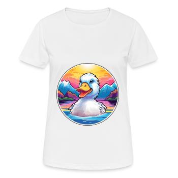 Canard Aquarelle Dessin Animé Kawaii Animal De Compagnie Coloré - T-shirt respirant Femme - blanc - Devant - AI Model Female 172 dark (172cm)