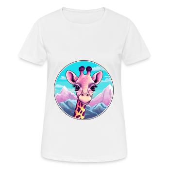 Giraffe Aquarell Karikatur Kawaii Haustier Tier Farbe - Frauen T-Shirt atmungsaktiv - Weiß - Vorne - AI Model Female 172 dark (172cm)