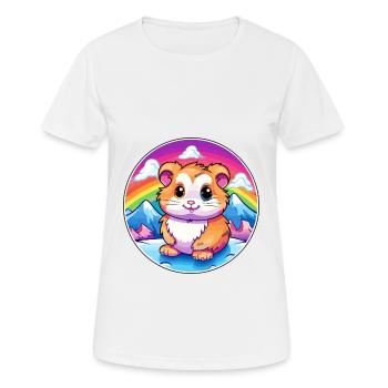 Hamster Watercolor Cartoon Kawaii Pet Animal Color - Women's Breathable T-Shirt - white - Front - AI Model Female 172 dark (172cm)