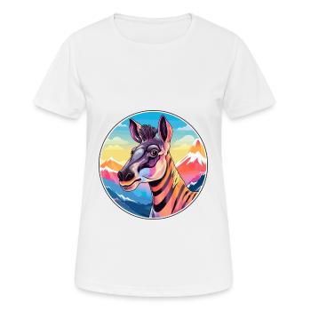 Okapi Watercolor Cartoon Kawaii Pet Animal Colorfu - Women's Breathable T-Shirt - white - Front - AI Model Female 172 dark (172cm)