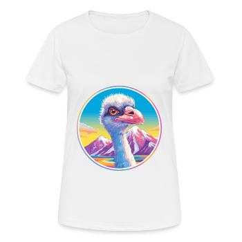 Autruche Aquarelle Dessin Animé Kawaii Animal De Compagnie Animal Couleur - T-shirt respirant Femme - blanc - Devant - AI Model Female 172 dark (172cm)