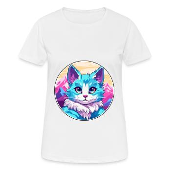Arabian Mau Cat Colorful Cartoon Watercolor Illust - Women's Breathable T-Shirt - white - Front - AI Model Female 172 dark (172cm)