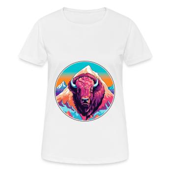 Buffalo Watercolor Cartoon Kawaii Pet Animal Color - Women's Breathable T-Shirt - white - Front - AI Model Female 172 dark (172cm)